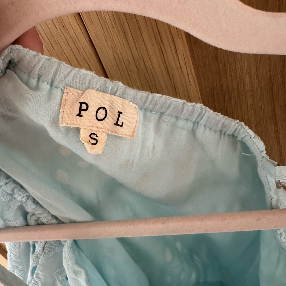 POL Light Blue Eyelet Midi Dress with Spaghetti Straps - Picture 3 of 3